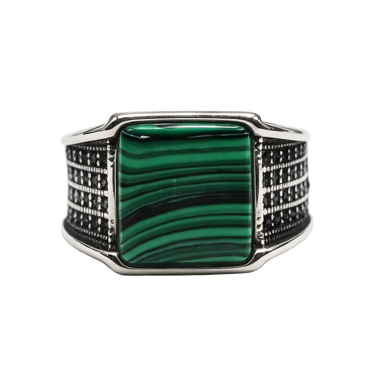 Textured Gemstone Titanium Steel Ring