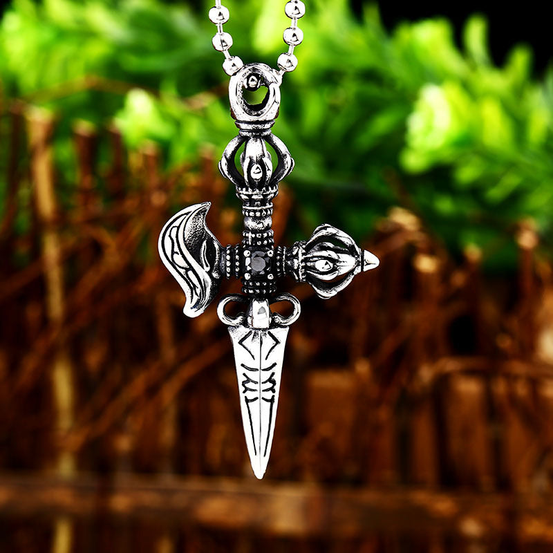Retro Titanium Steel Cross Pendant with Zircon Inlay for Men – Wholesale Stainless Steel Jewelry