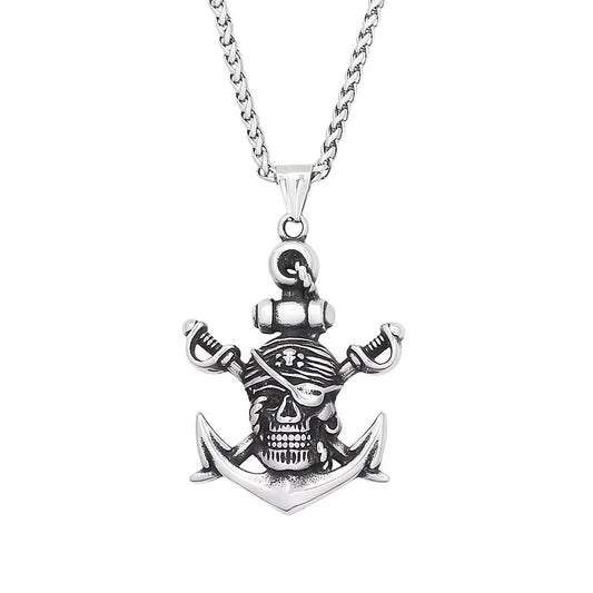 Vintage Skull Viking Stainless Steel Men's Pendant Necklace