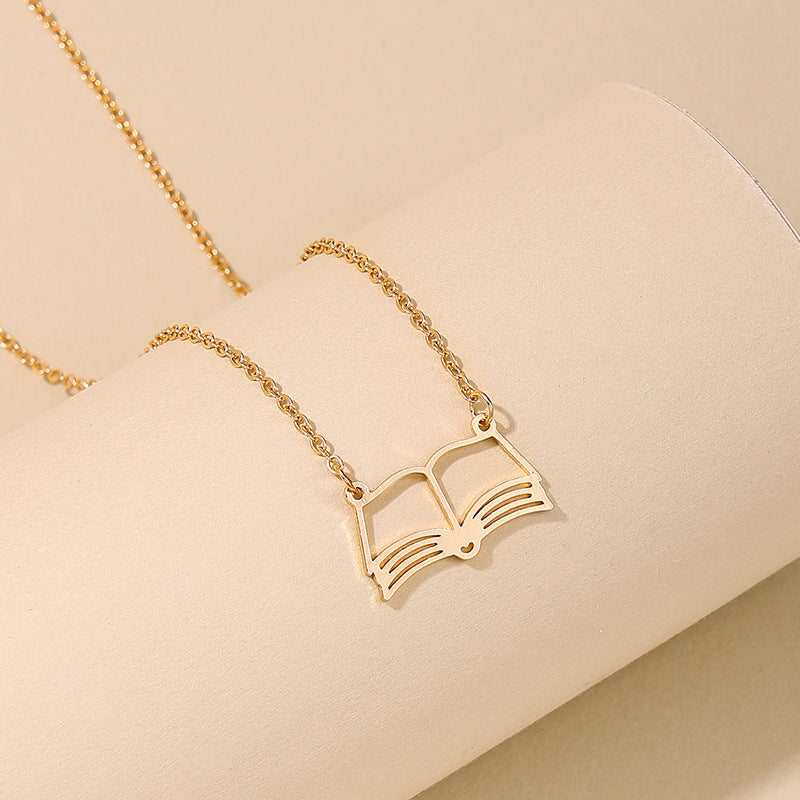Luxurious Graduation Season Necklace with Cut-Out Book Pendant