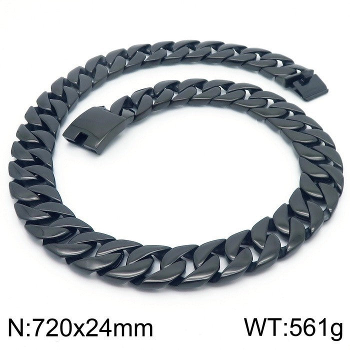 Kalen Titanium Steel 24mm Cuban Chain Trendy Man Necklace, Fashionable Stainless Steel Punk