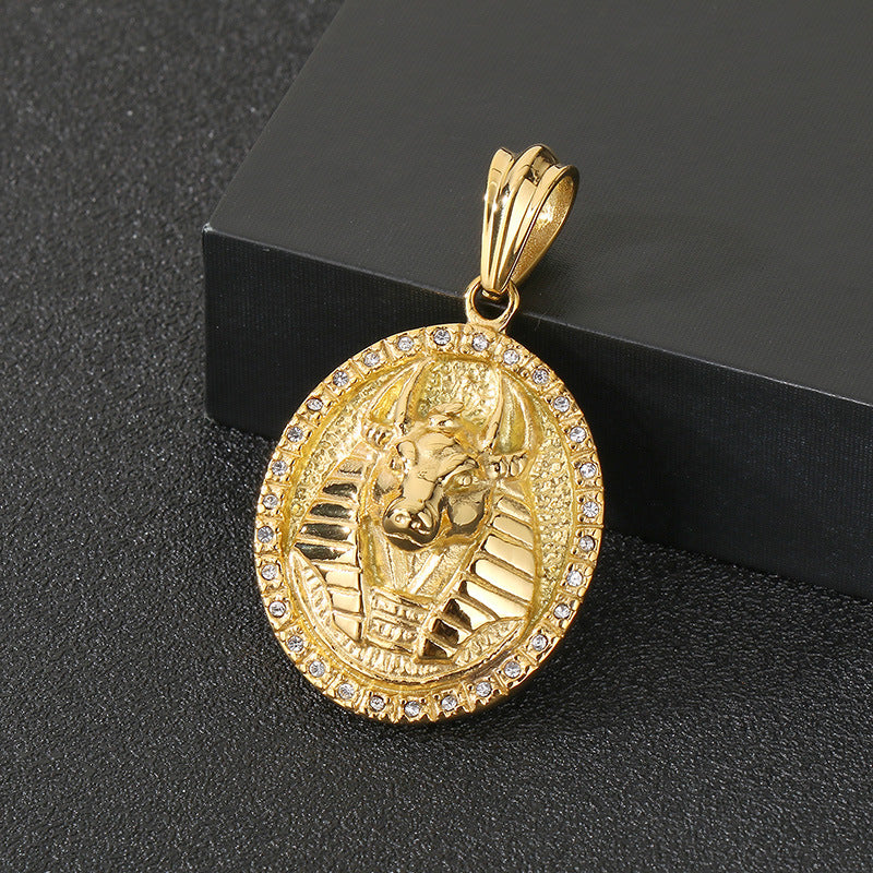 Anubis Pendant For Men Zircon Encrusted Retro Planderful