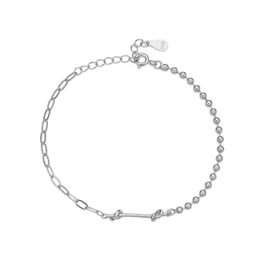 Double Chain Knotted Silver Bracelet