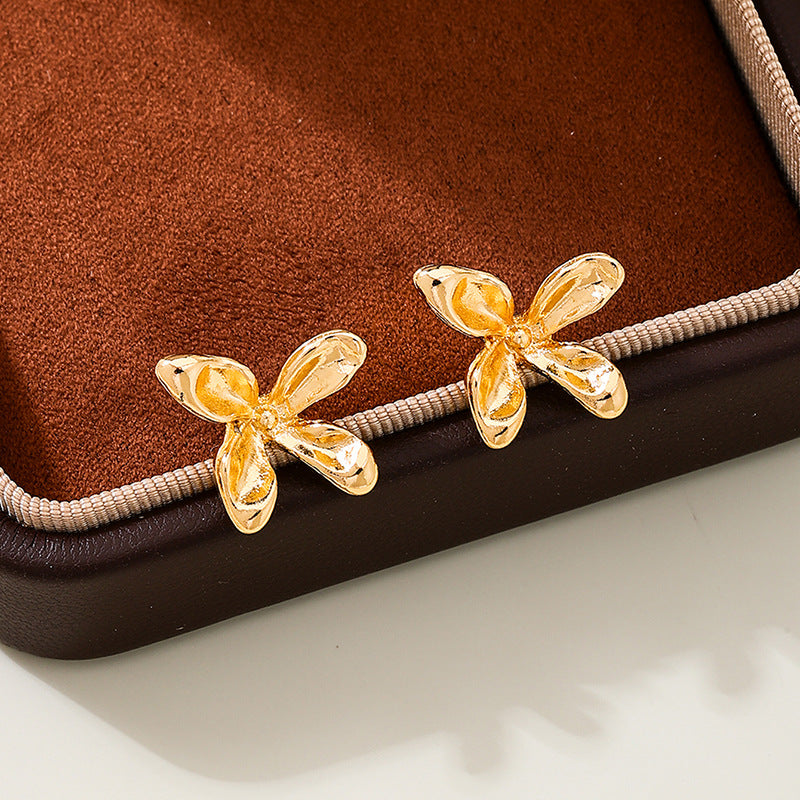 Planderful Vienna Verve Earrings – Exquisite Four-Petaled Flower Design