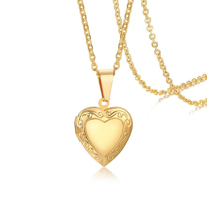 Planderful Heart Shaped Zircon Pendant Necklace Stainless Steel For Women Gift Elegant Collarbone Chain