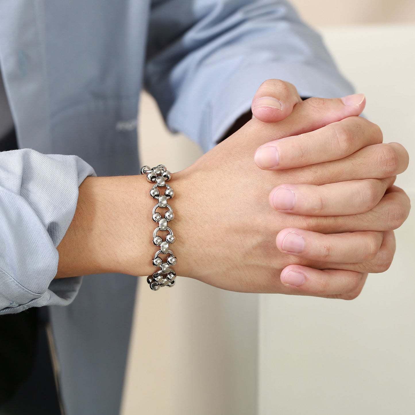 Titanium Steel Bracelet Men Stainless Steel Ball Chain Jewelry