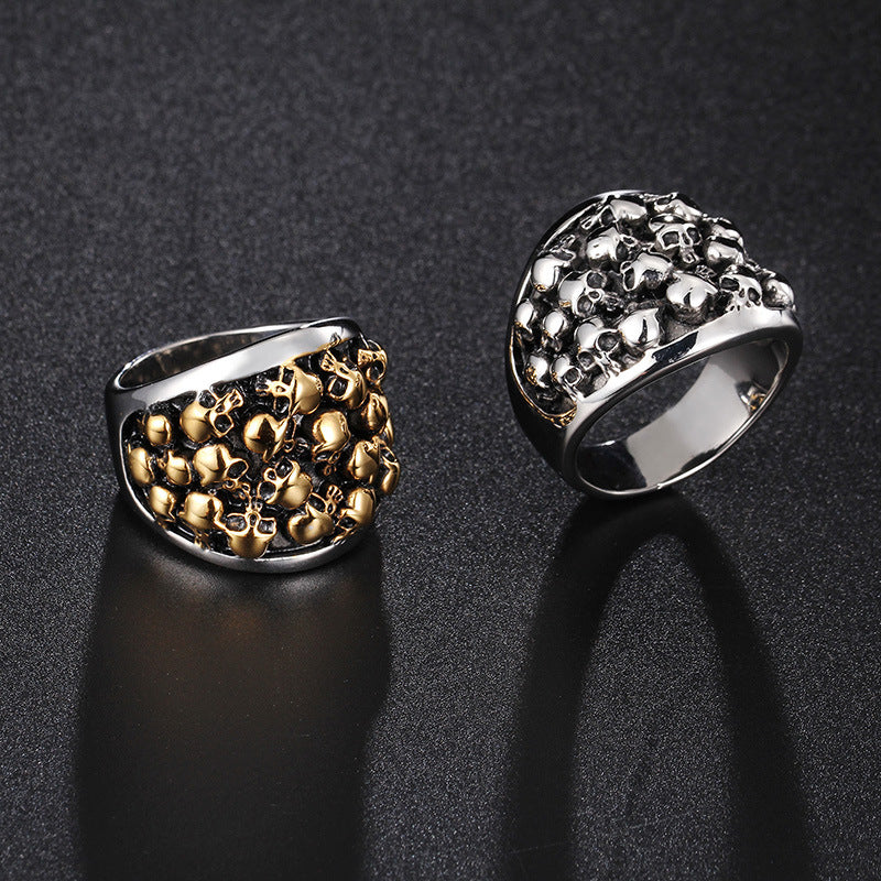 Retro Ghost Head Ring Skull Stainless Steel Ring For Men