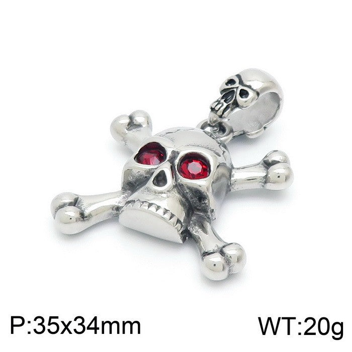 Dark Ghost Head Bracelet Titanium Pendant Red Eye Cross