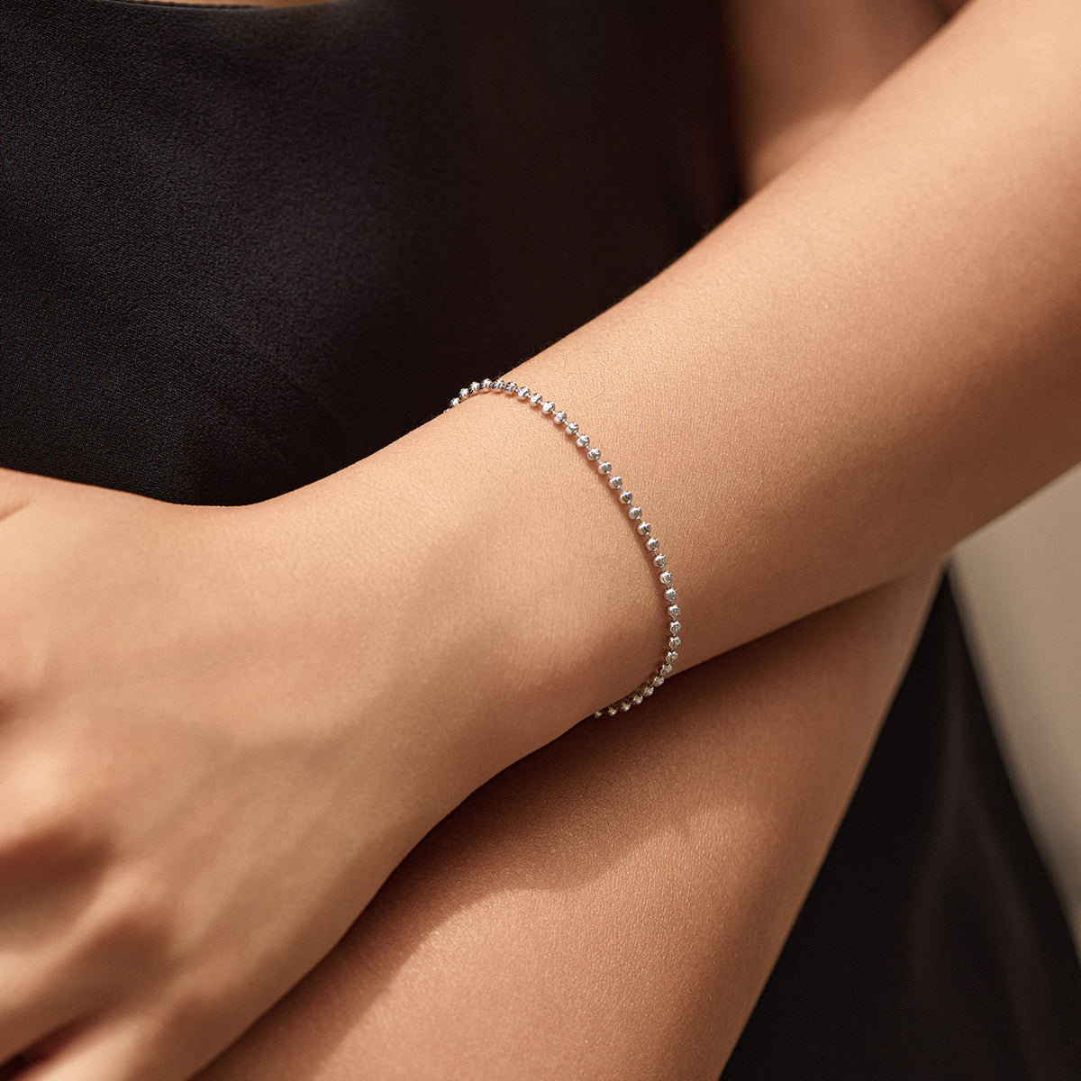 925 Sterling Silver Moon Beaded Bracelet