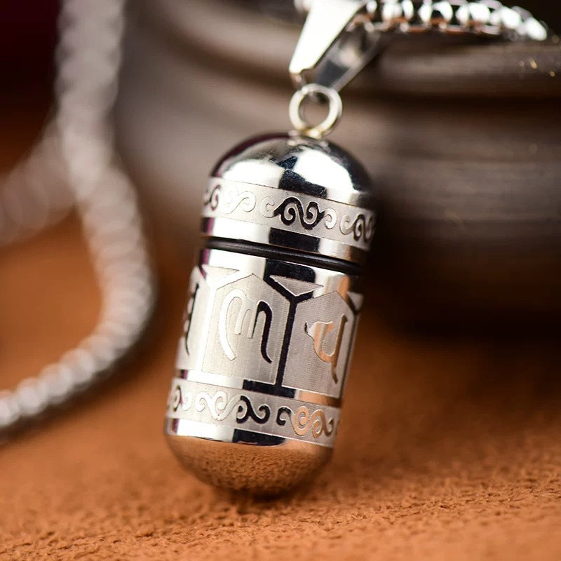 Planderful Mantra Pendant Necklace Six Character Stainless Steel Open Locket For Unisex Gifts