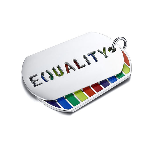 Color Double-Layer EQUALITY Tag Stainless Steel Pendant