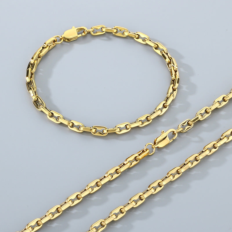 Planderful Premium Titanium Steel Mens Bracelet Interlock