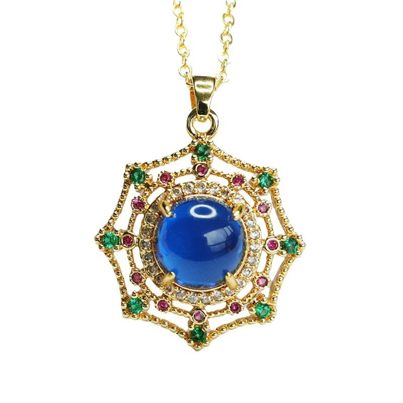 Lab-Grown Blue Spinel Dreamcatcher Pendant — No Chain