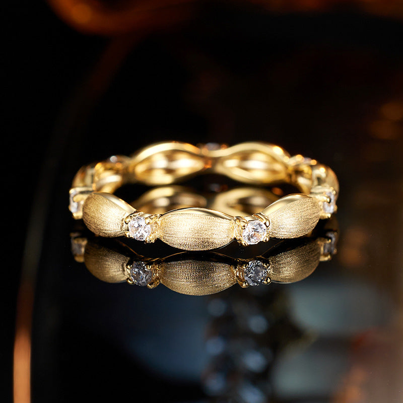 Planderful Zircon Ring For Women Sterling Silver Medieval Classic Brushed Finish Italian Craftsmanship Rice Shape