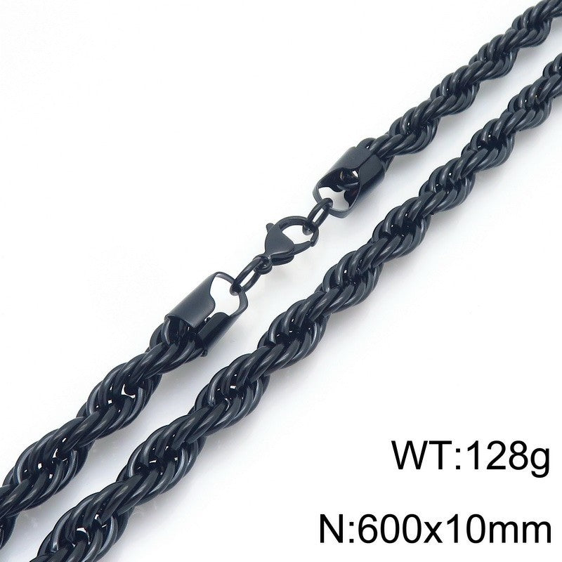 Twisted Rope Bracelet And Necklace Set Stainless Steel Men