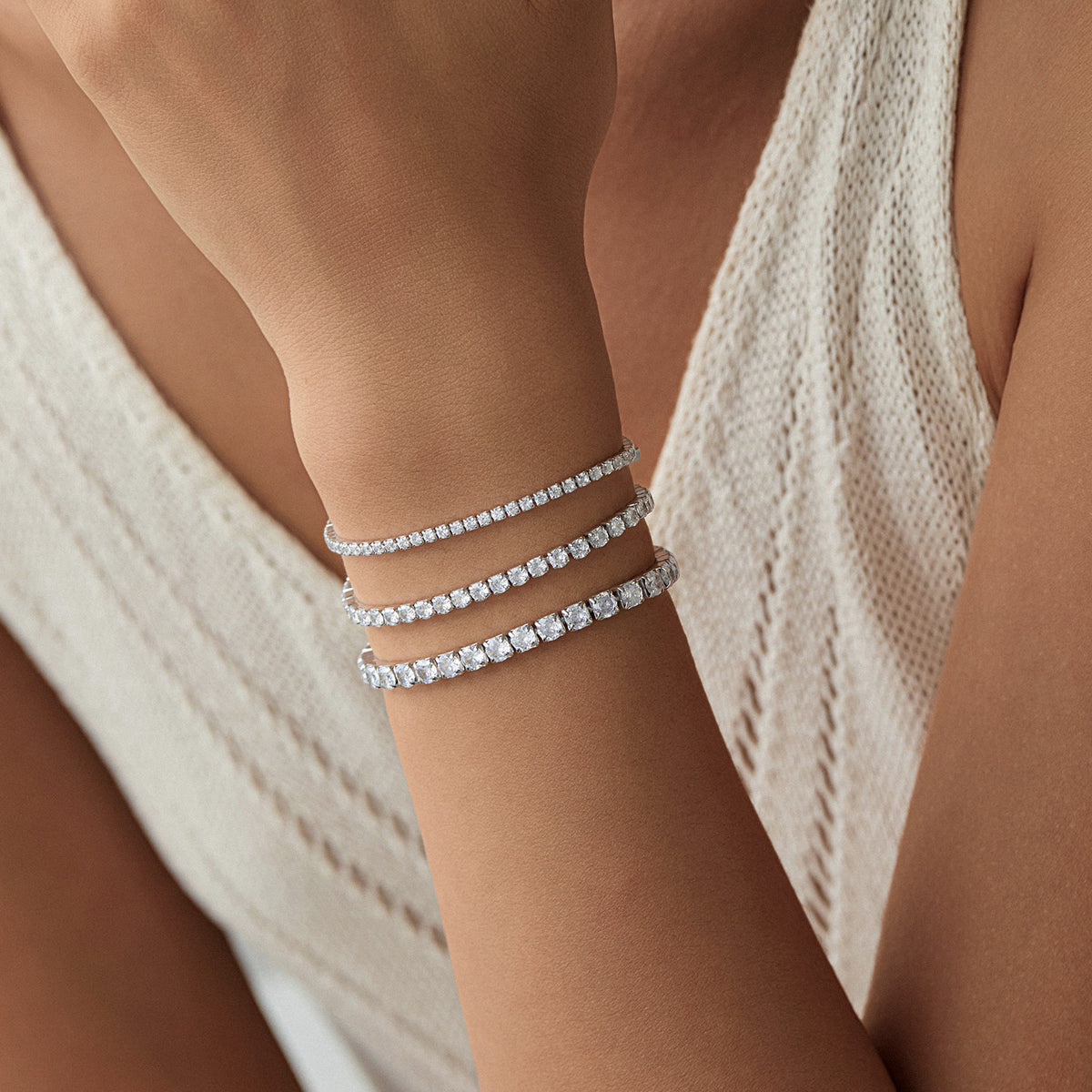925 Sterling Silver Tennis Zircon Bracelet