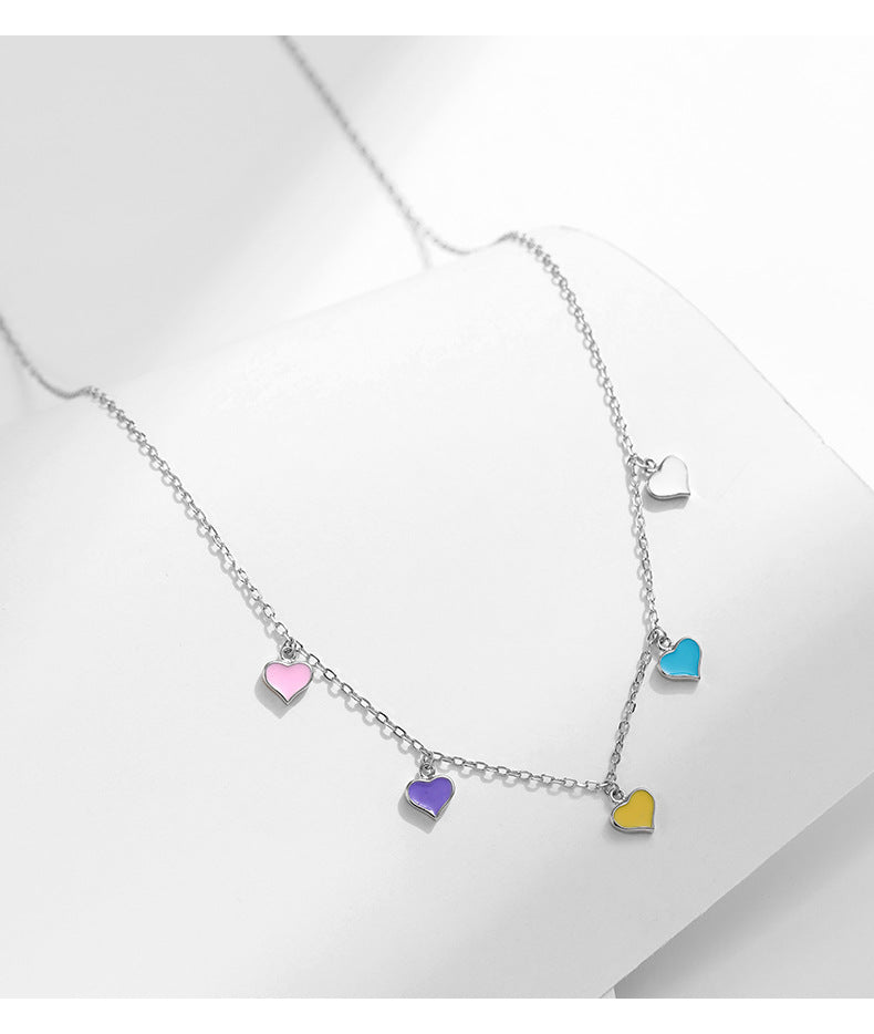 Simple Niche Design Sterling Silver Dopamine Love Necklace