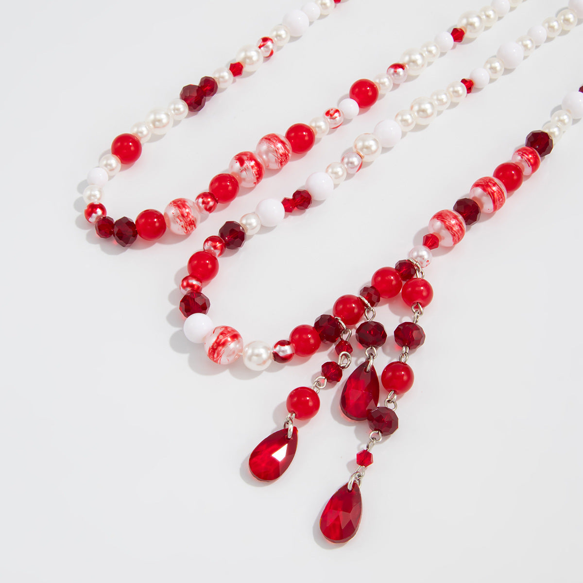 Gothic Pearl Blood-Drip Fringe Necklace
