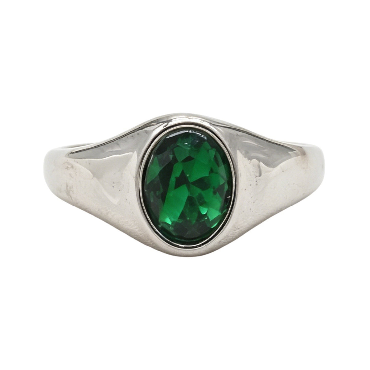 Multi-Color Gemstone Titanium Steel Ring