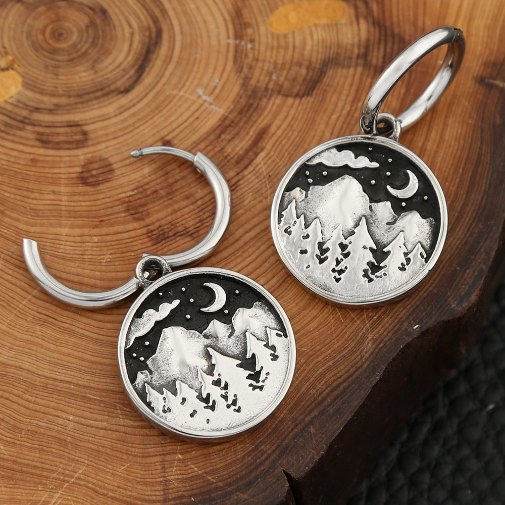 AliExpress Wish Explosion Titanium Steel Mountain Pendant Earrings