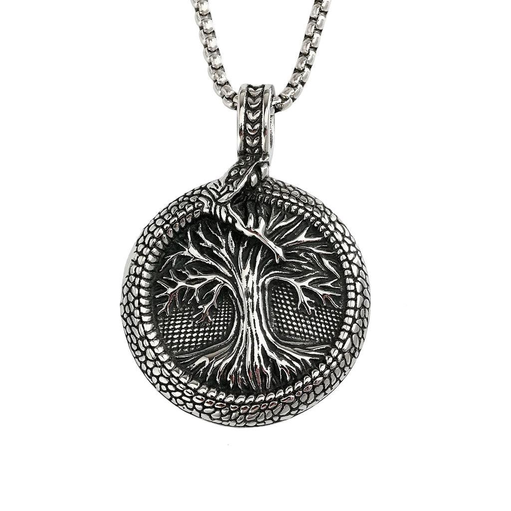 Punk Tree of Life Snake Pendant Necklace