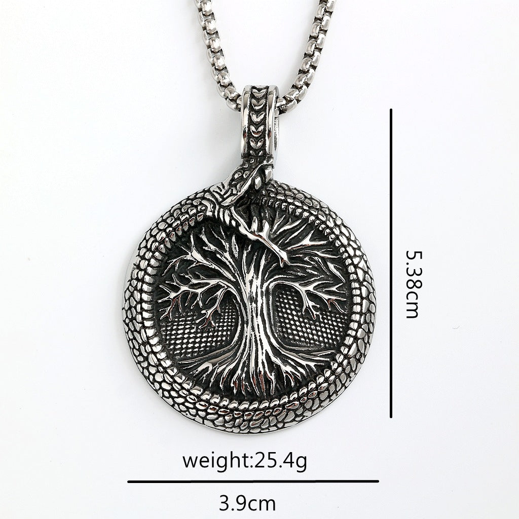 Punk Tree of Life Snake Pendant Necklace
