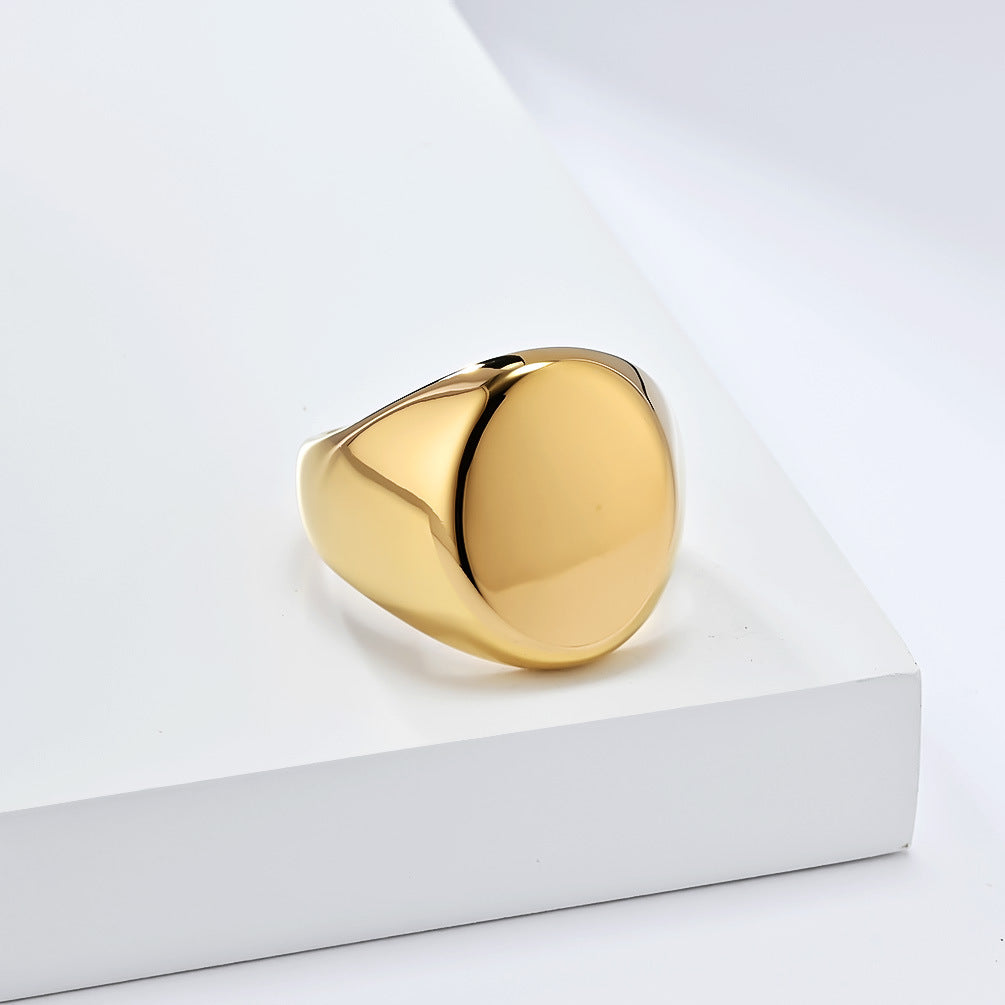 European and American Simple Large Smooth Seal Titanium Steel Ring Jewelry for Men