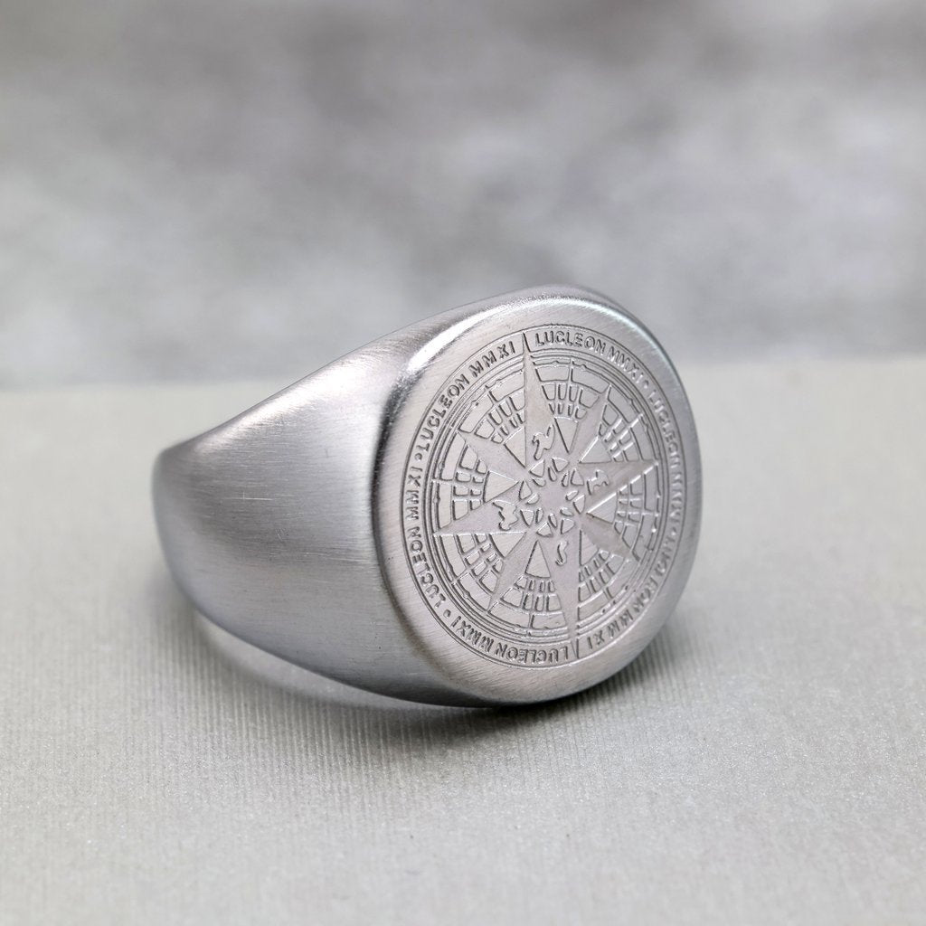 Vintage Compass Stainless Steel Men's Ring
