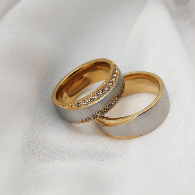 AliExpress Stainless Steel Couple Ring Micro Zircon Jewelry