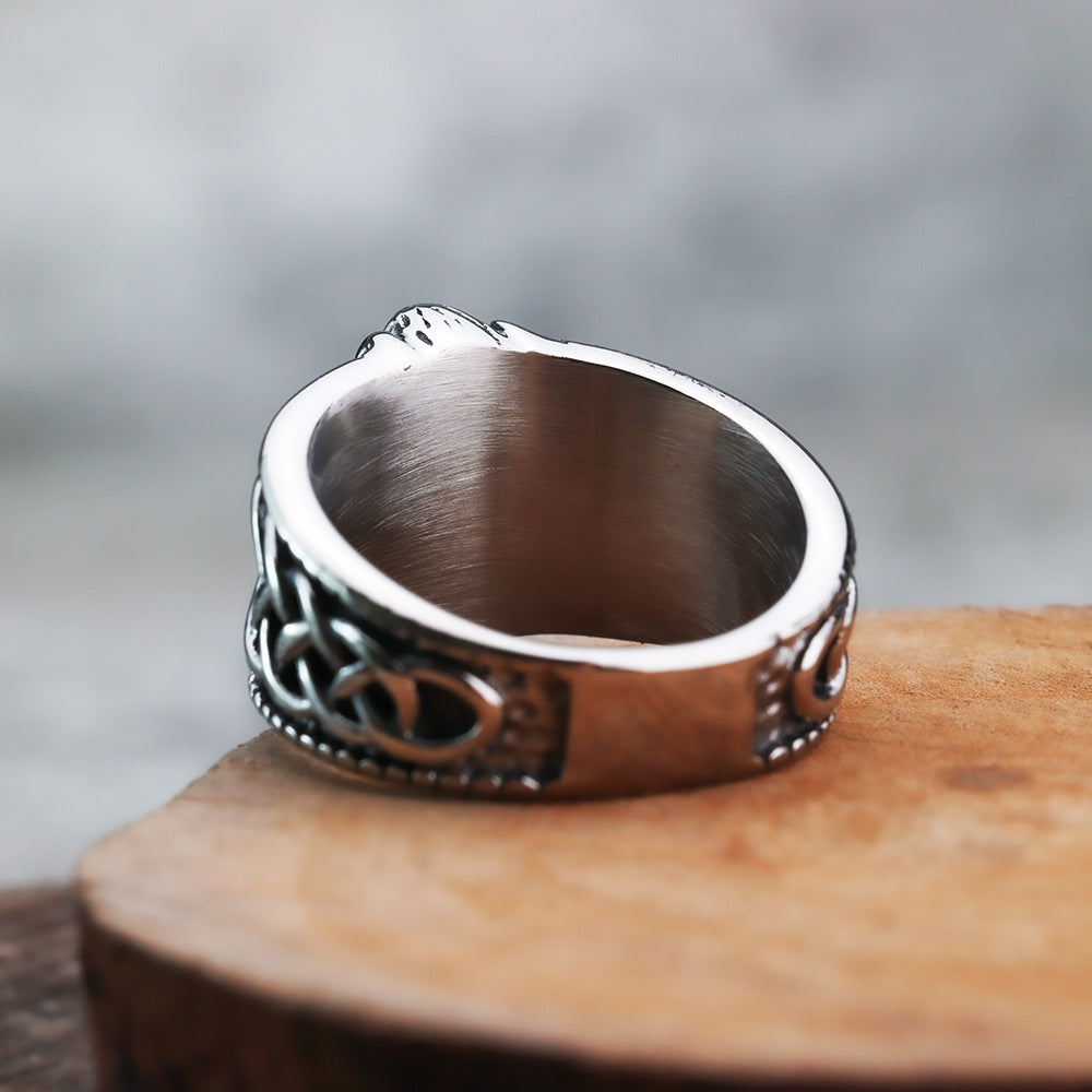 Nordic Vintage Stainless Steel Men's Viking Quake Ring