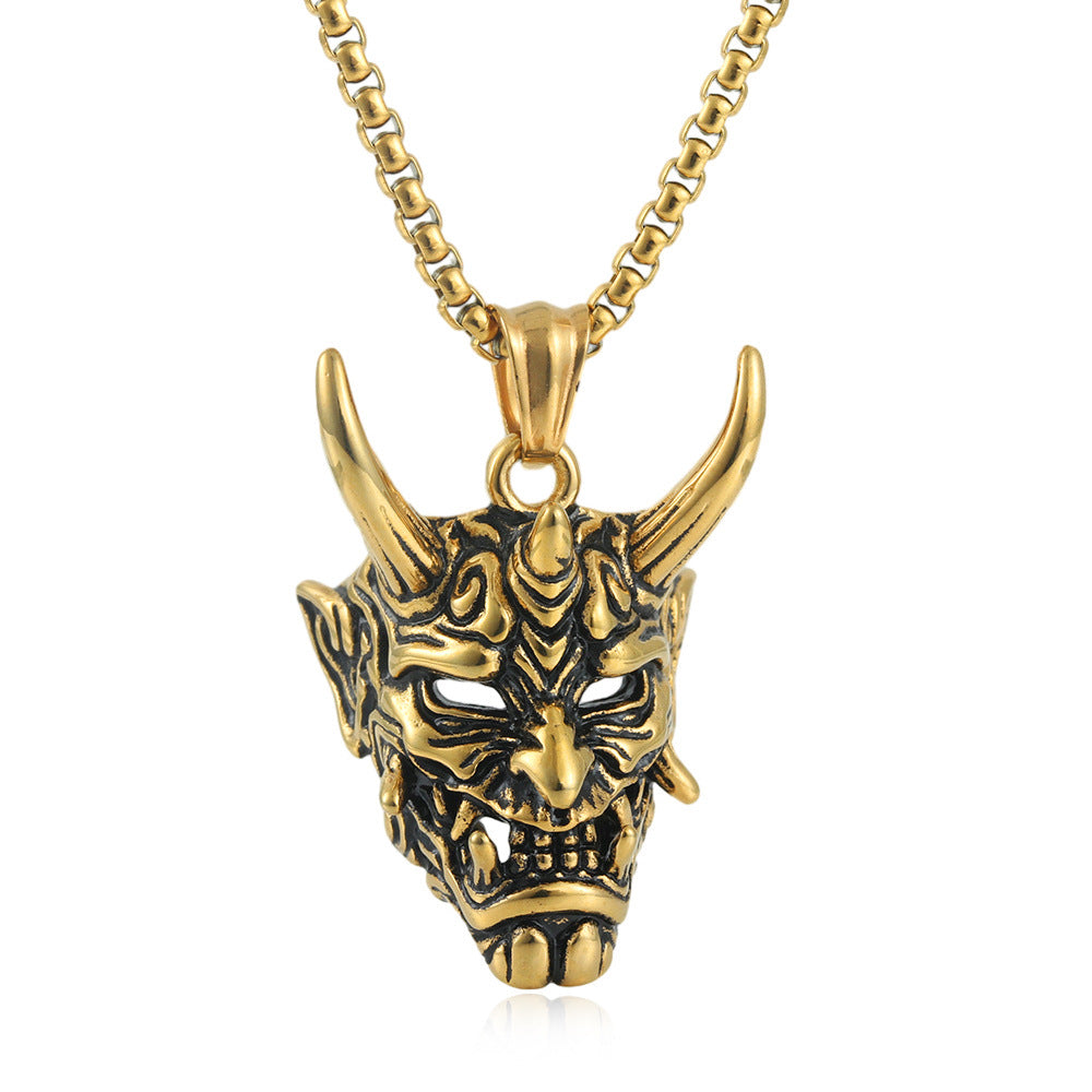 European And American Stainless Steel Cow Ghost Mask Pendant