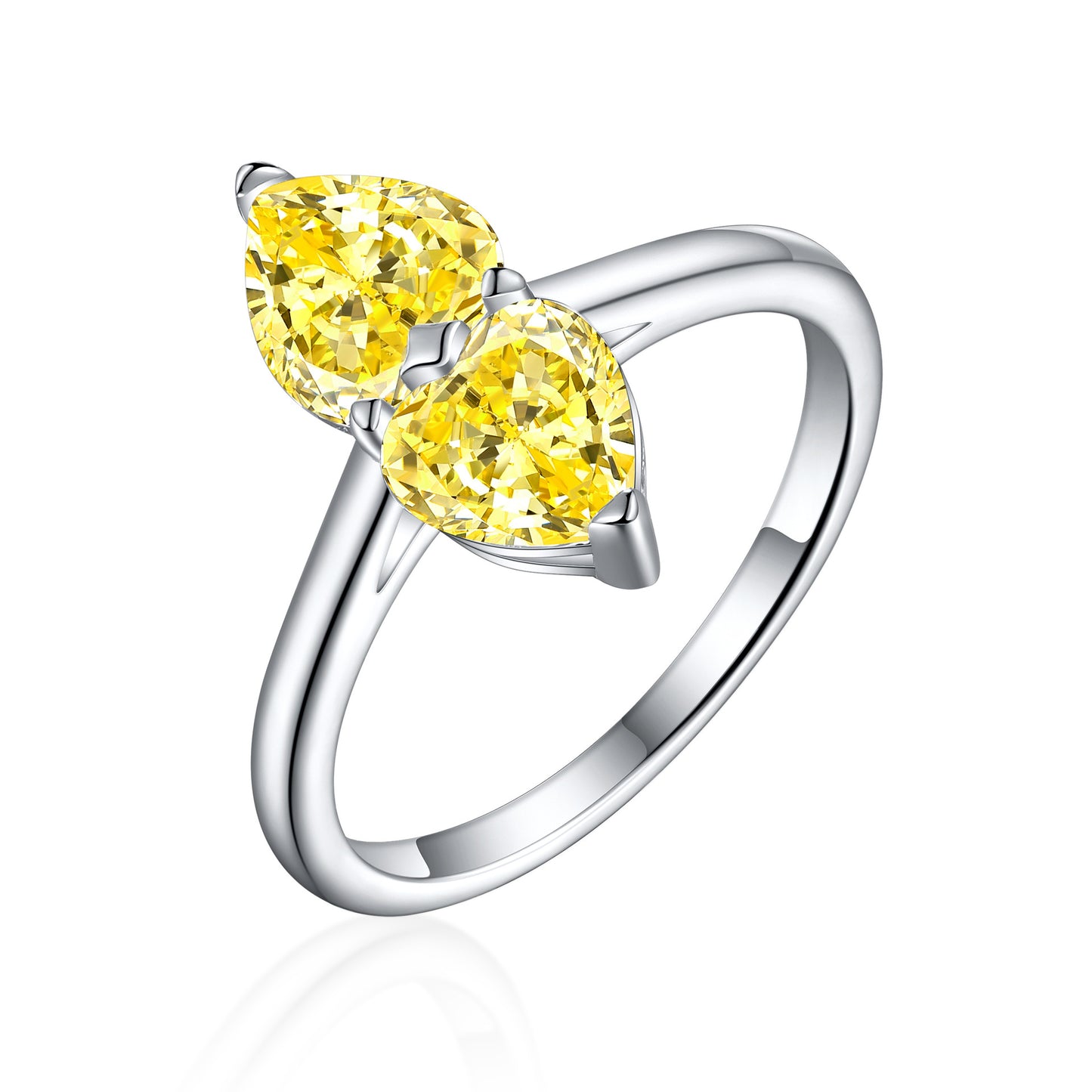 New S925 Sterling Silver Double Heart Love Ring with Zircon