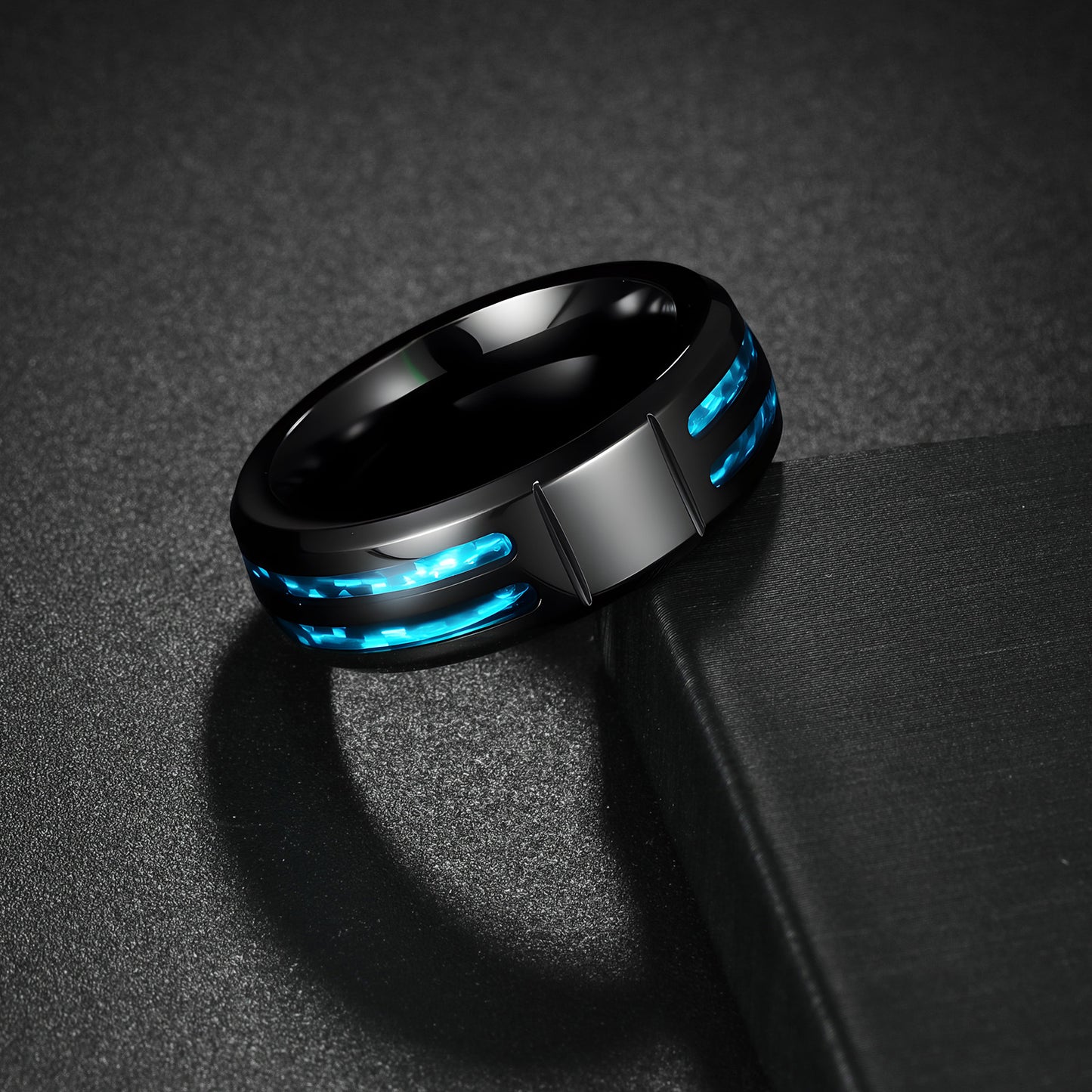 Planderful Masonic Opal Cross Ring For Men And Unisex Inlaid Blue Imitation Opal Shield Steel