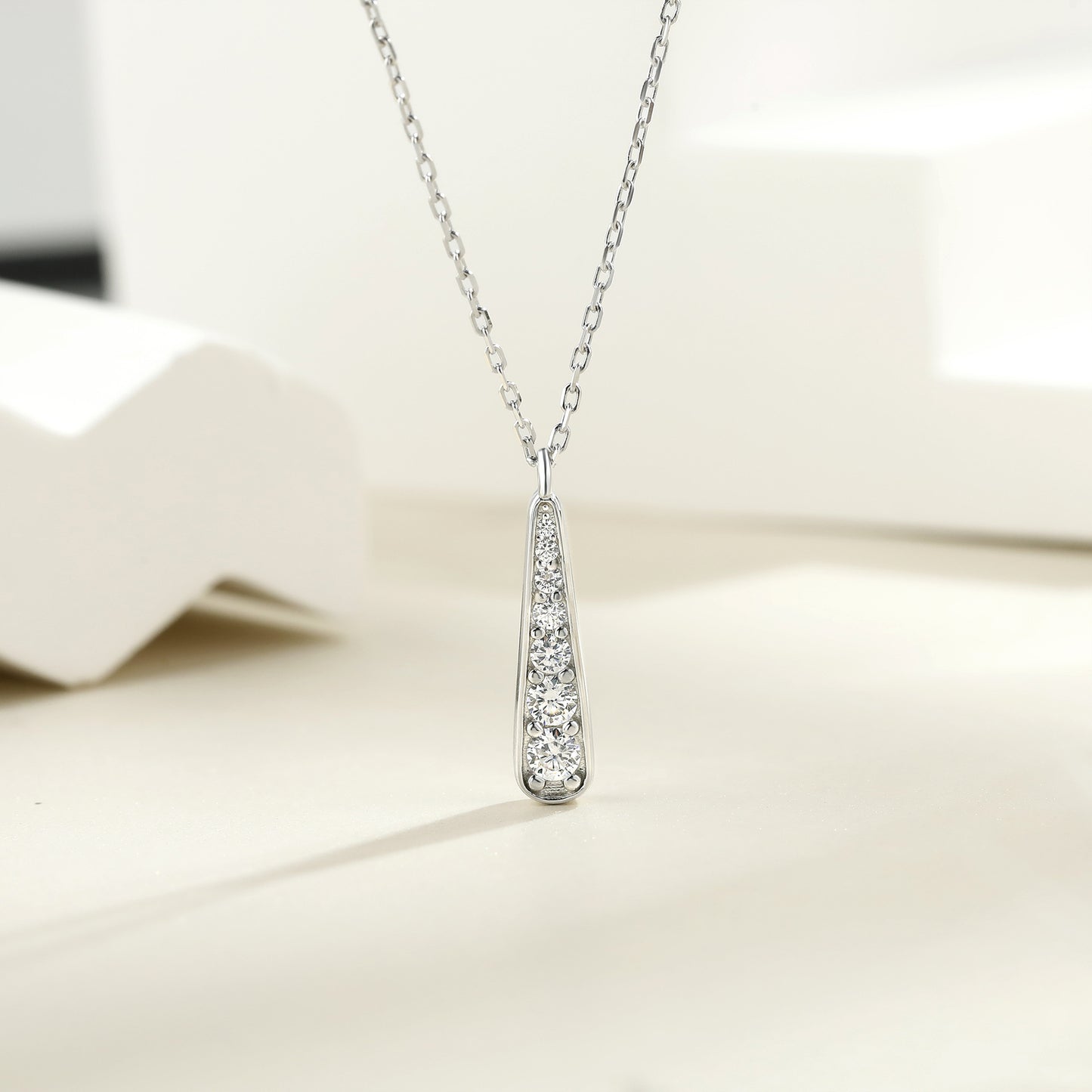 Planderful Sterling Silver Necklace Zircon Drop For Her