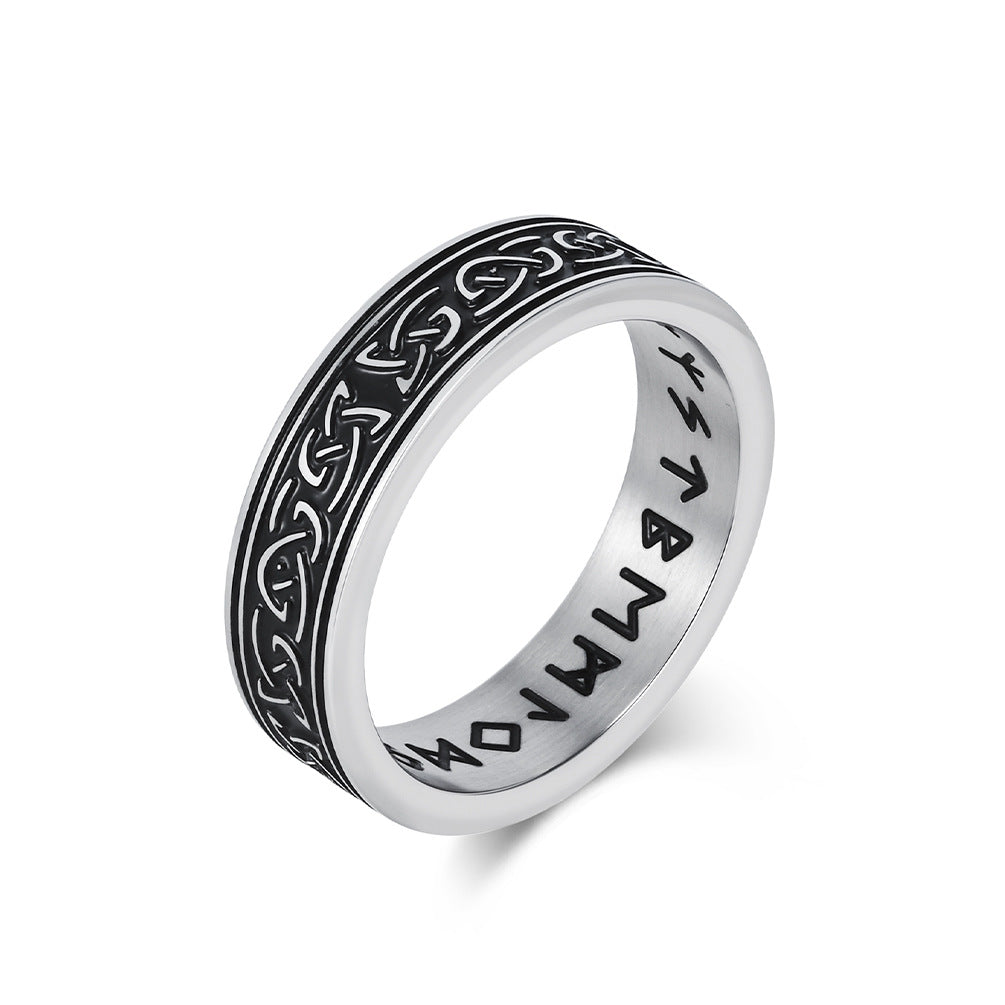 Planderful Authentic Nordic Viking Celtic Knot Titanium Steel Ring for Men: Vintage Antique Design