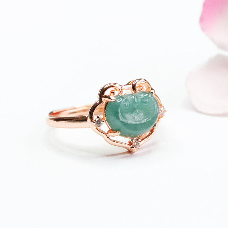 Icy Blue Jadeite Ruyi Ring