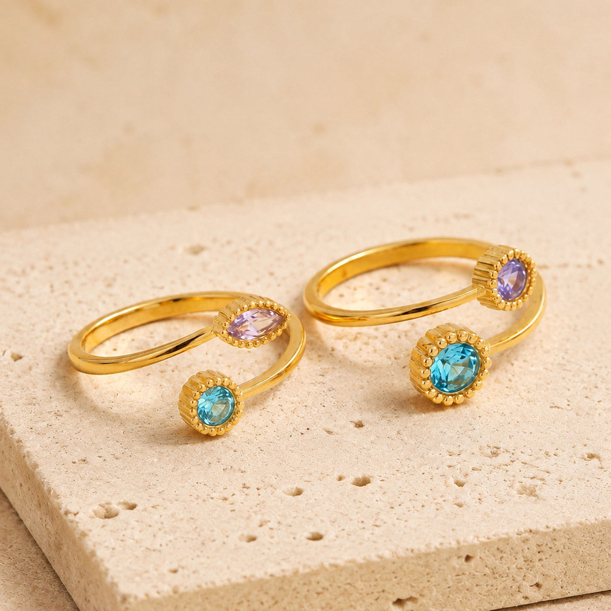Charm – Stainless Steel Lace Round Zircon Opening Ring