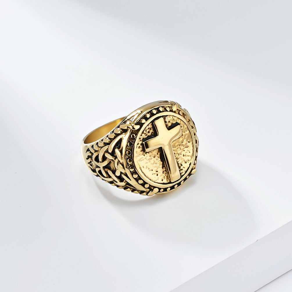 Steel Ring - Vintage Cross Ring For Men Stainless Steel Jewelry By Planderful Everyday Genie