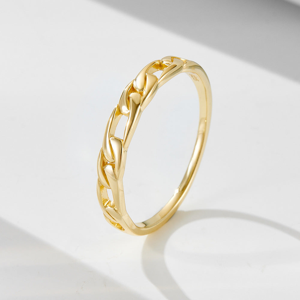 Sterling Silver Chain Ring Buckle Hollow Ring Jewelry