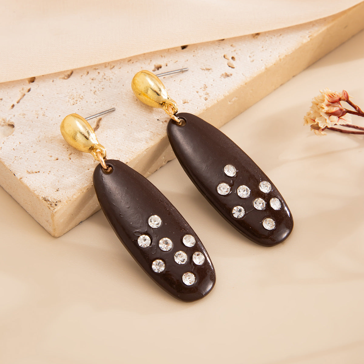 Planderful Vienna Verve Vintage Oval Zircon Earrings For Women Elegant Geometric Style