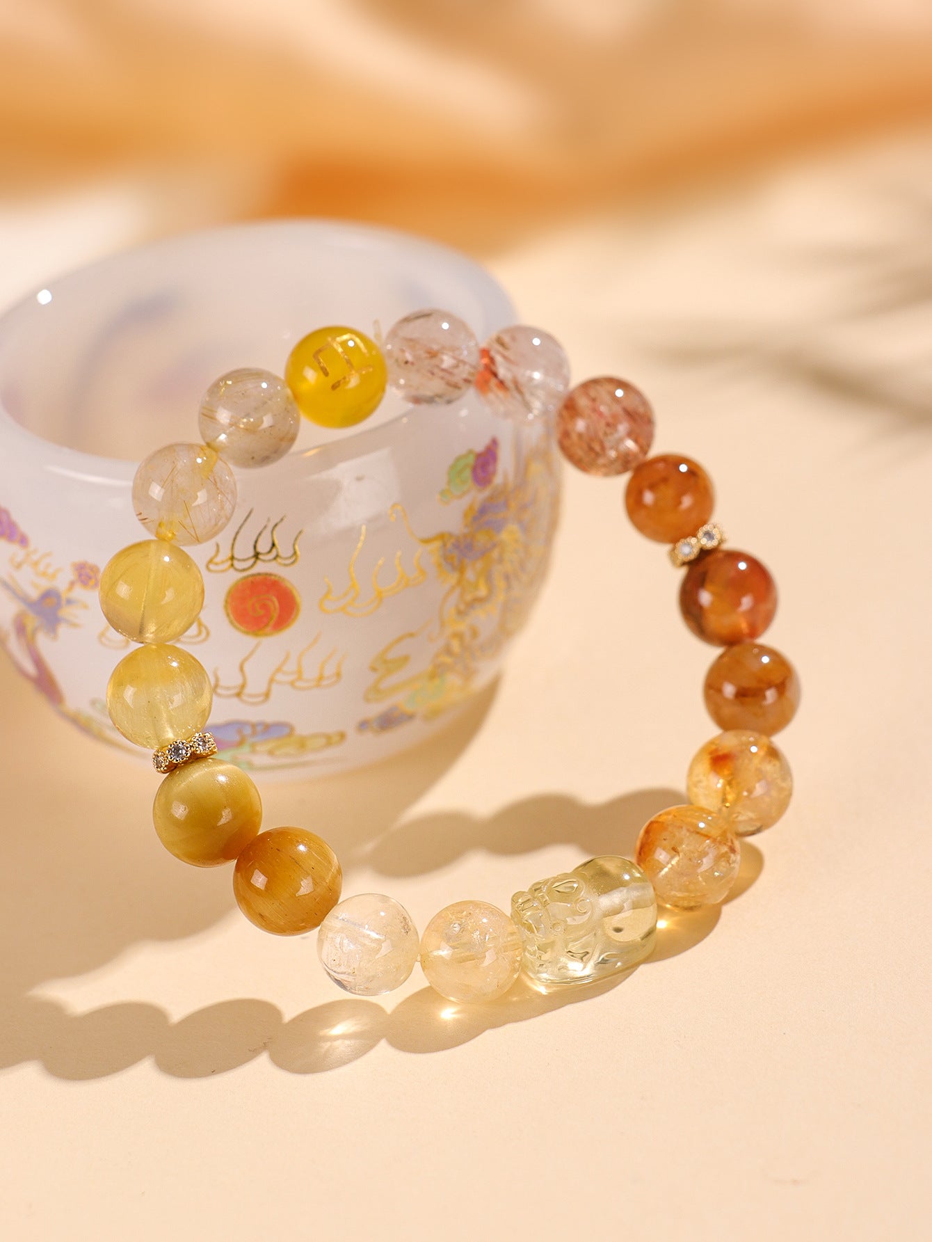 Planderful Fortune's Favor Crystal Bracelet – Luxurious Citrine and Pixiu Design