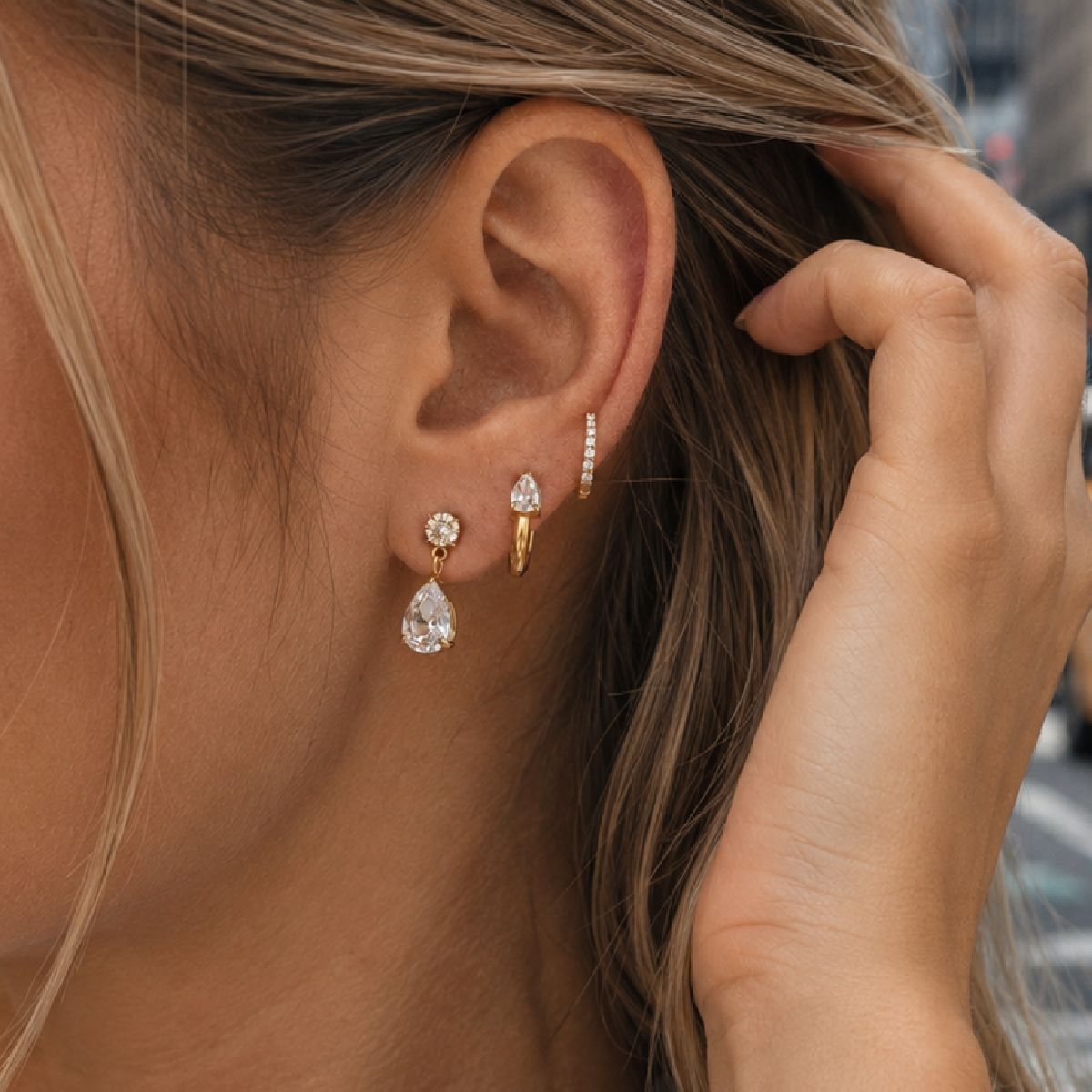Planderful Vienna Verve Stainless Steel Zircon Water Drop Stud Earrings For Women Versatile Elegant Sparkle