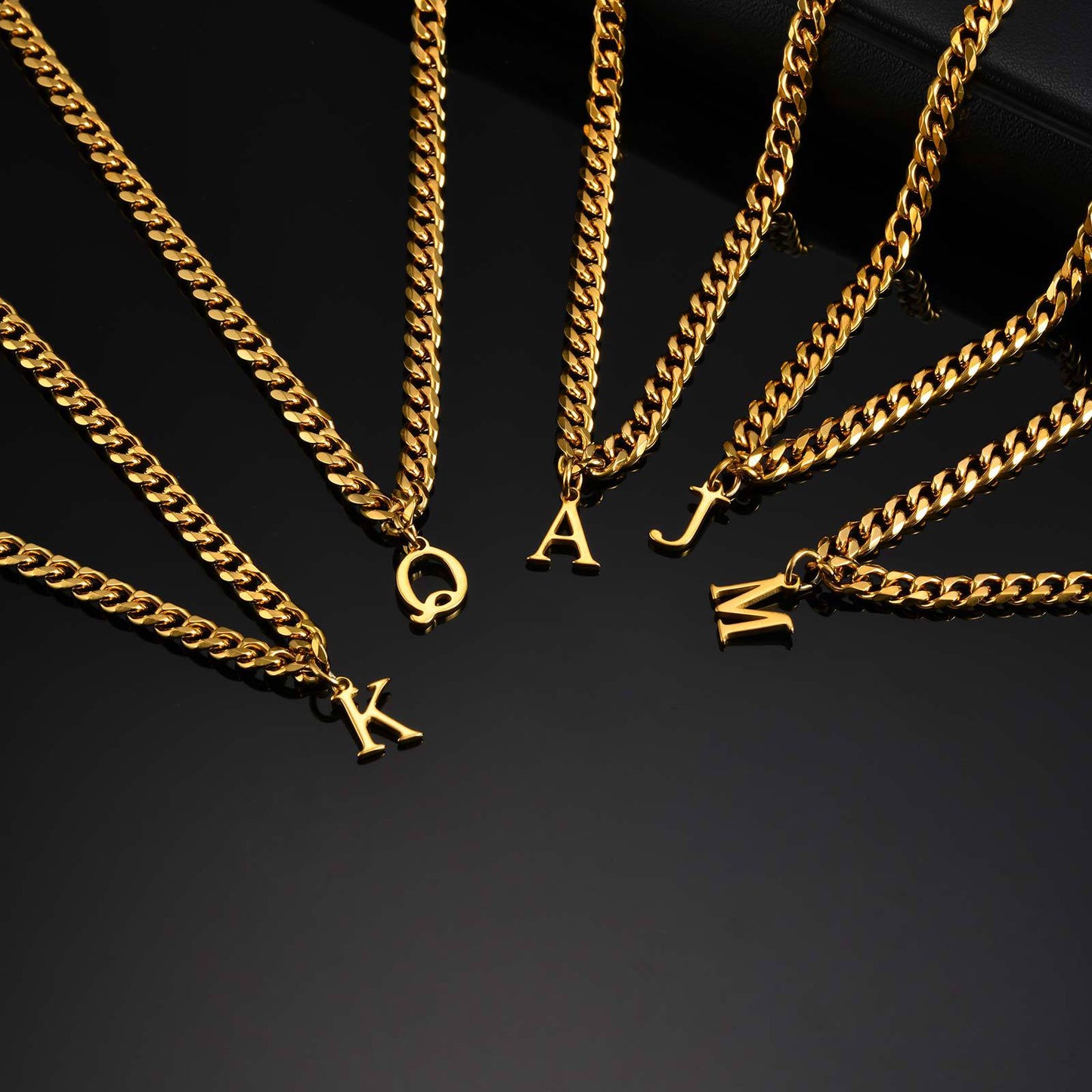 Planderful Mens Stainless Steel Letter Necklace Gold For Men
