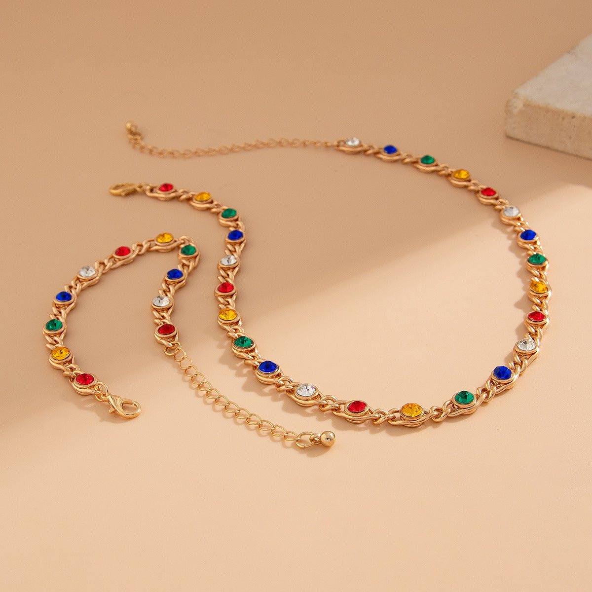 Colorful Crystal-Style Choker Necklace