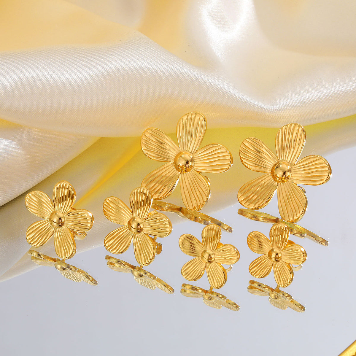 Stainless Steel Floral Earrings