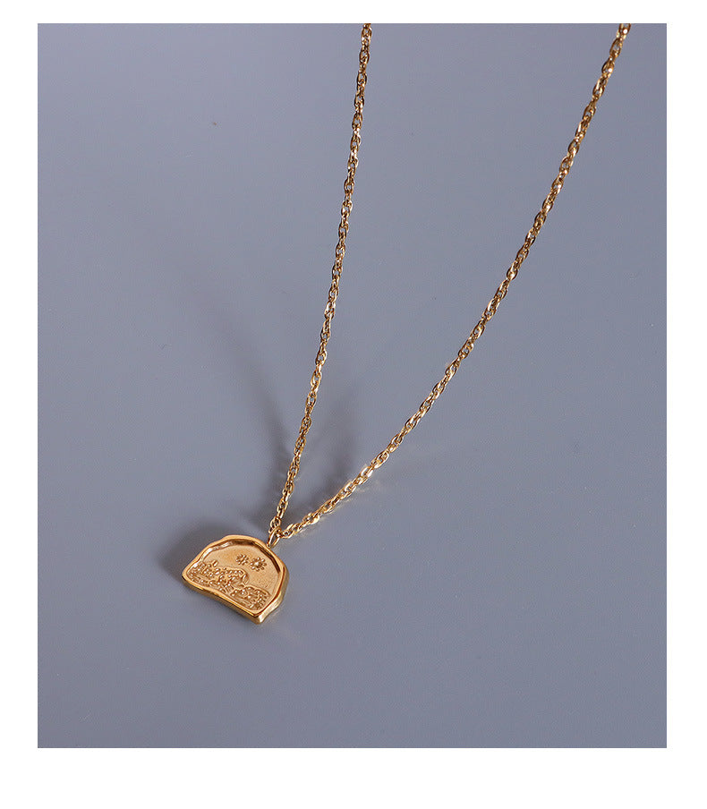 Irregular Titanium Gold Necklace with Hip-hop Design