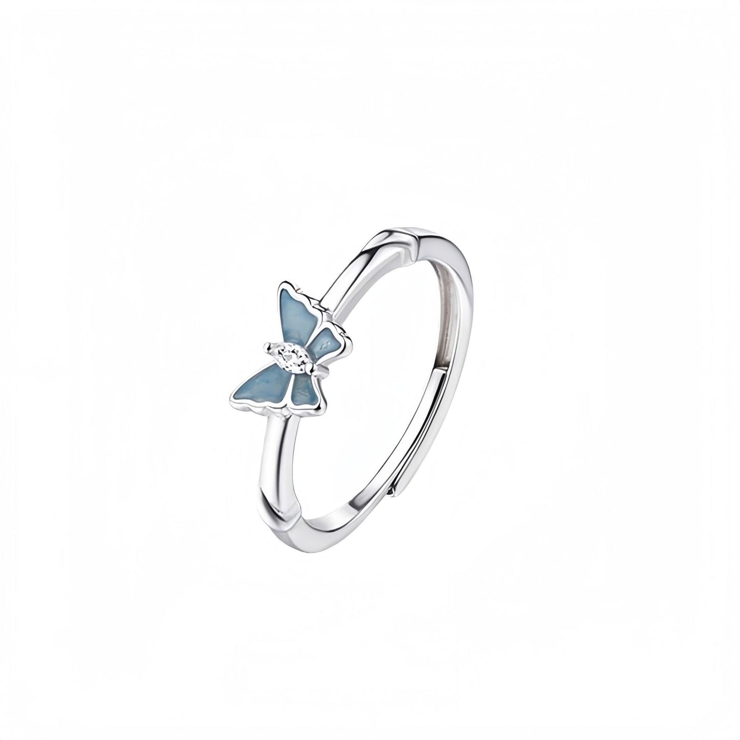 Planderful Sterling Silver Fluorescent Butterfly Ring Open Adjustable For Women