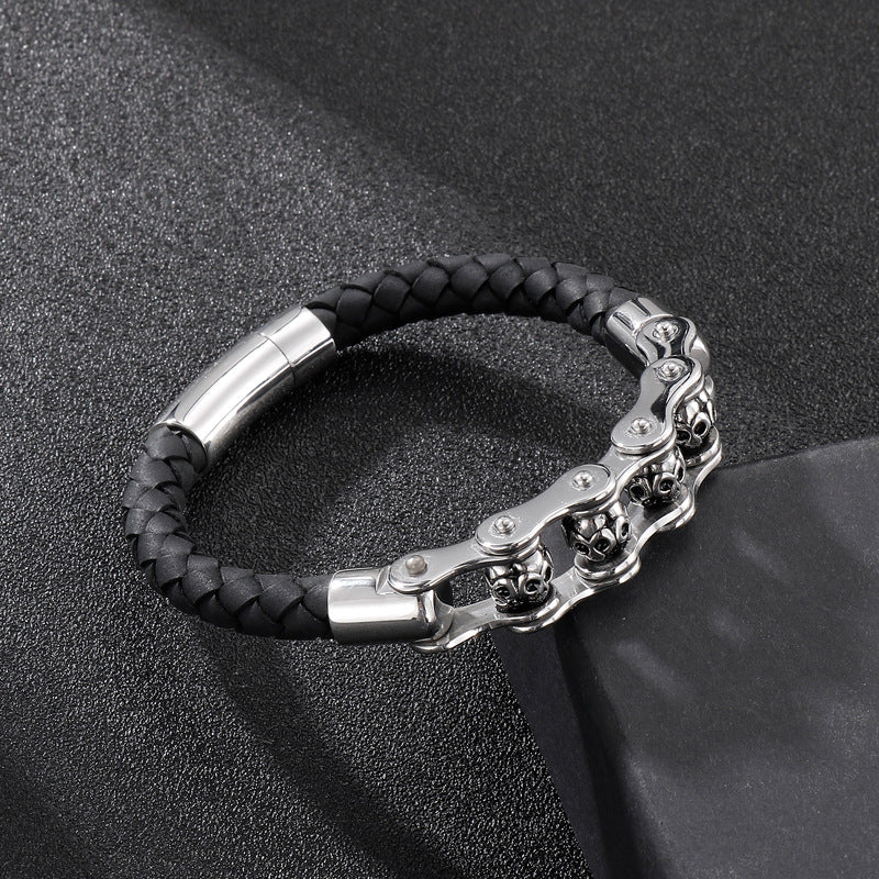 Planderful Locomotive Leather Bracelet Men Rotatable