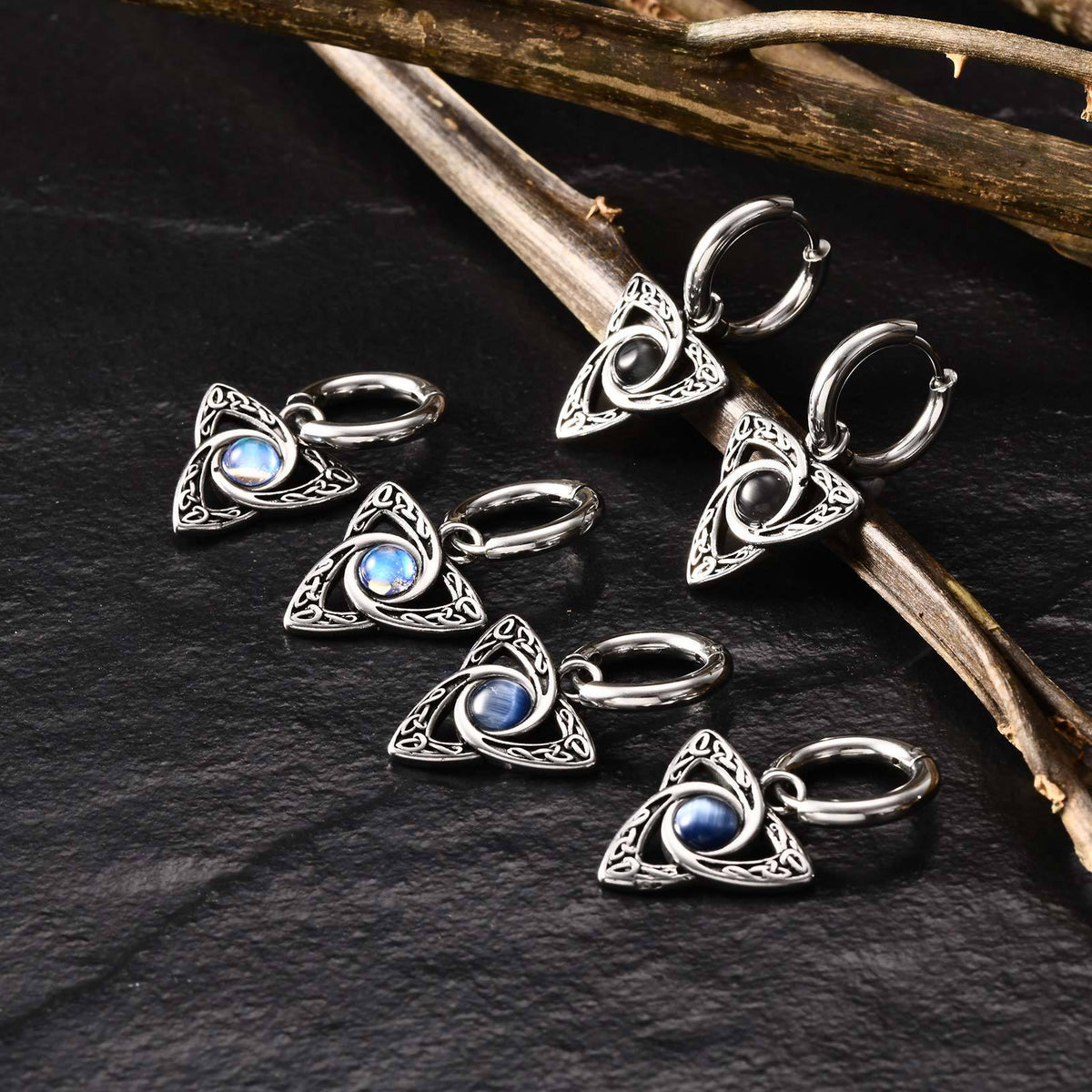 Natural Stone Single Earrings — Five Stone Options