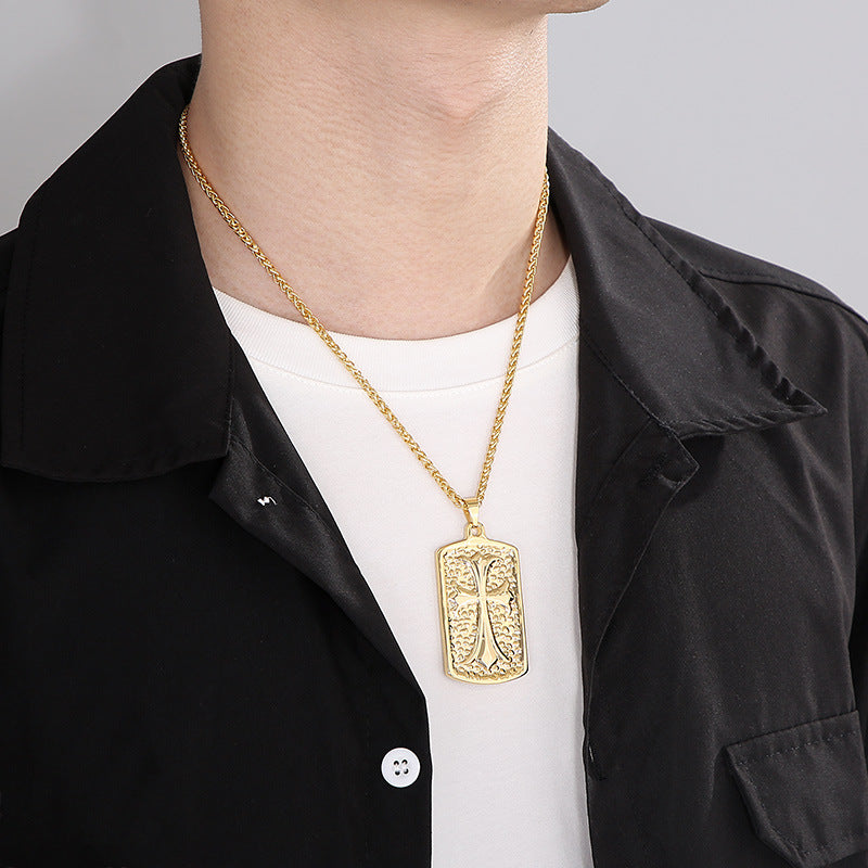 And Gift Cross Flower Square Army Brand Necklace, Creativity
